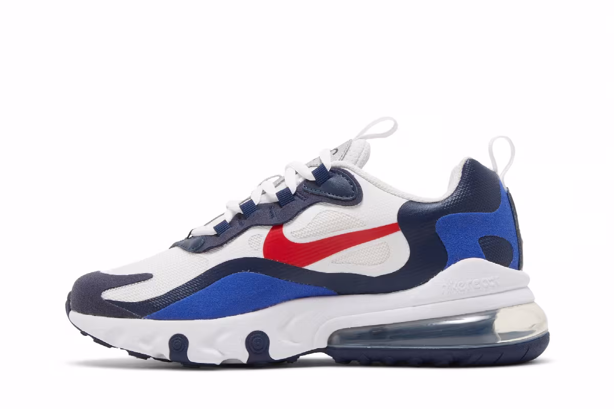 Nike Air Max 270 React GS White Midnight Navy Red, view 4