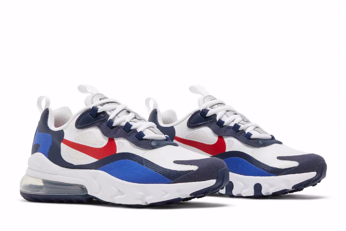 Nike Air Max 270 React GS White Midnight Navy Red, view 9