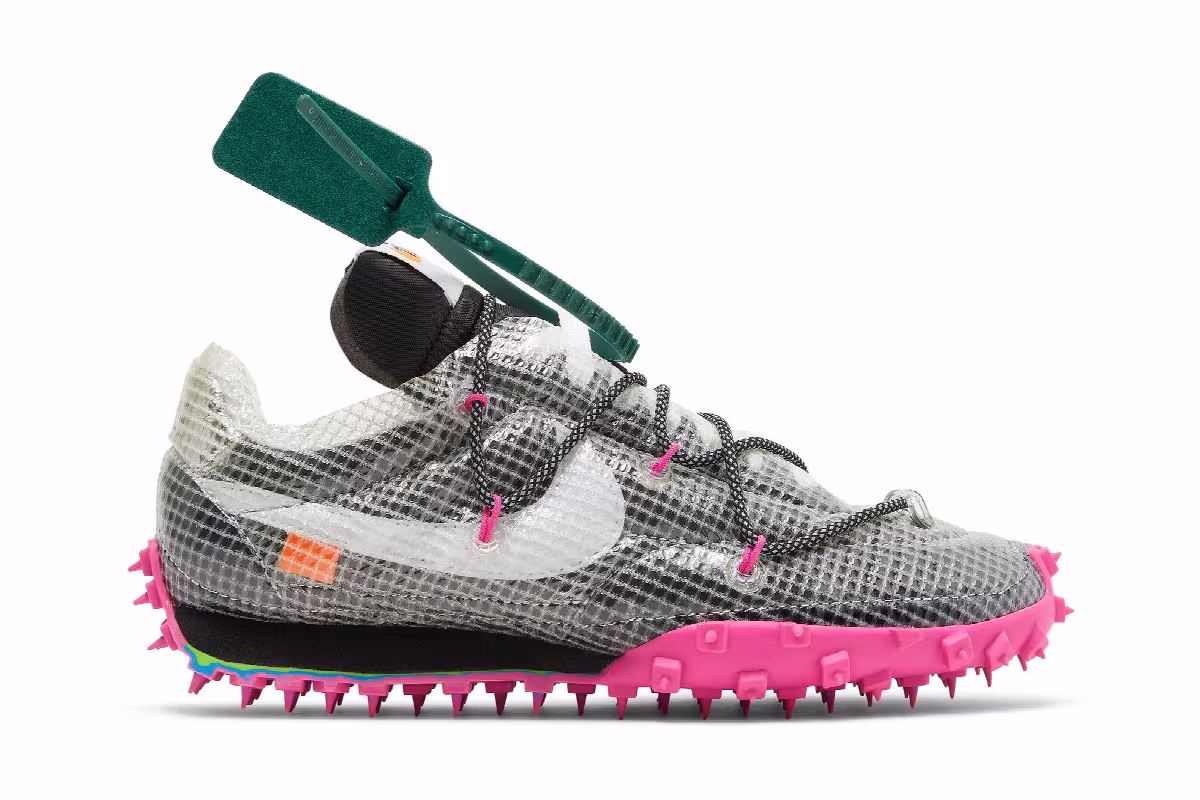 Off-White x Nike Women's Waffle Racer Fuchsia, view 2