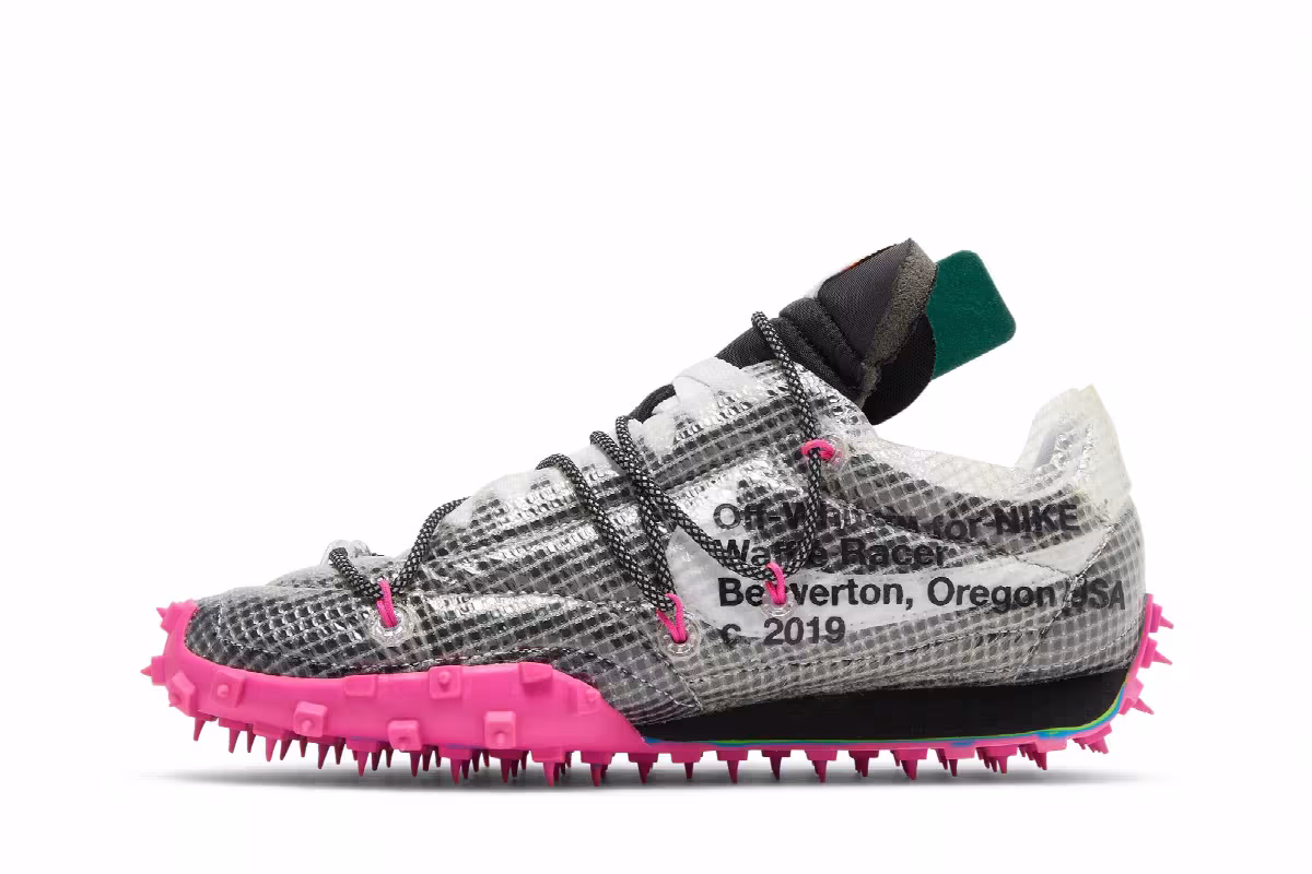 Off-White x Nike Women's Waffle Racer Fuchsia, view 4