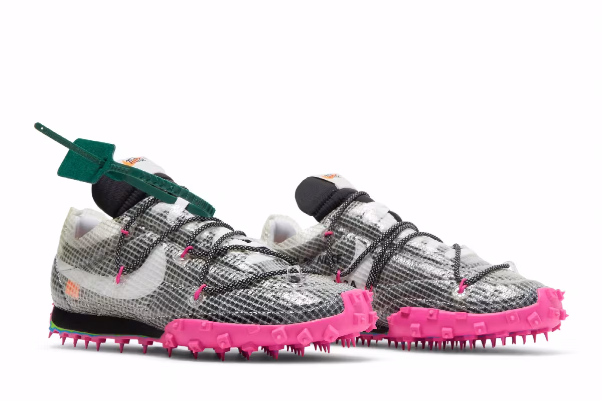 Off-White x Nike Women's Waffle Racer Fuchsia, view 9