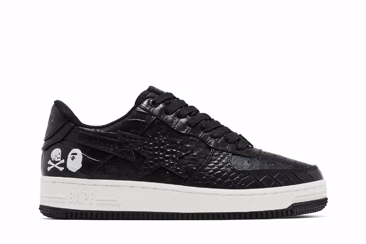 Neighborhood x Bapesta Black Crocodile & Ostrich, view 2
