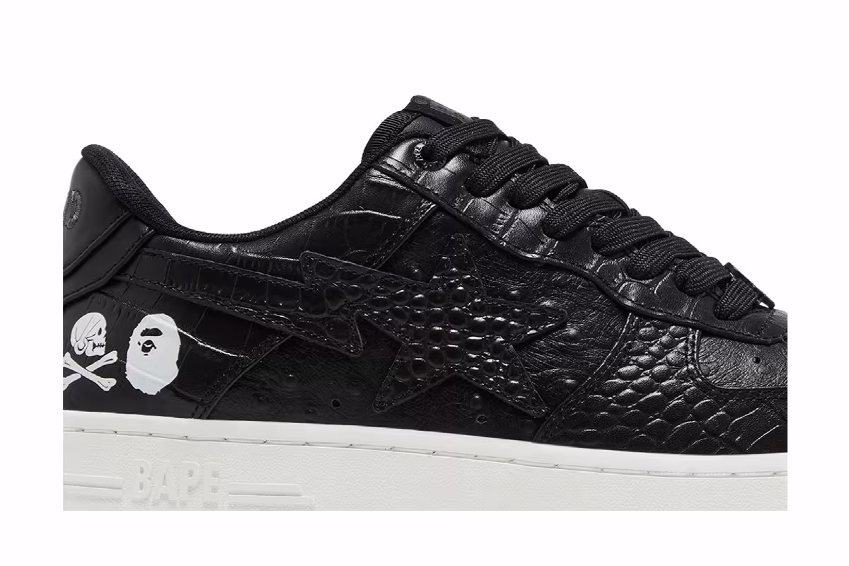 Neighborhood x Bapesta Black Crocodile & Ostrich, view 3
