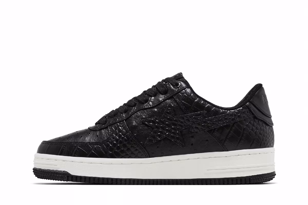 Neighborhood x Bapesta Black Crocodile & Ostrich, view 4