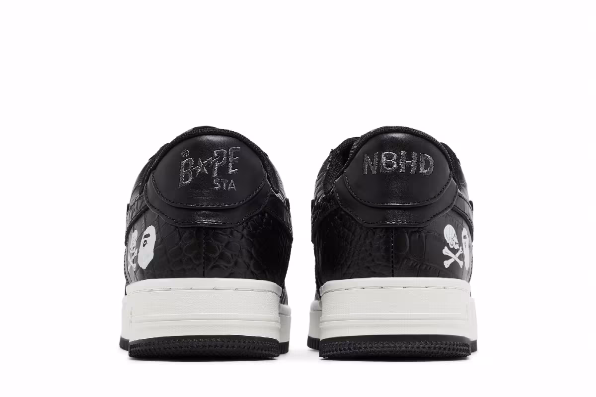 Neighborhood x Bapesta Black Crocodile & Ostrich, view 7