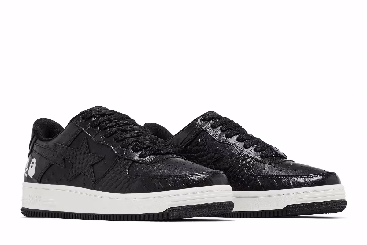 Neighborhood x Bapesta Black Crocodile & Ostrich, view 9