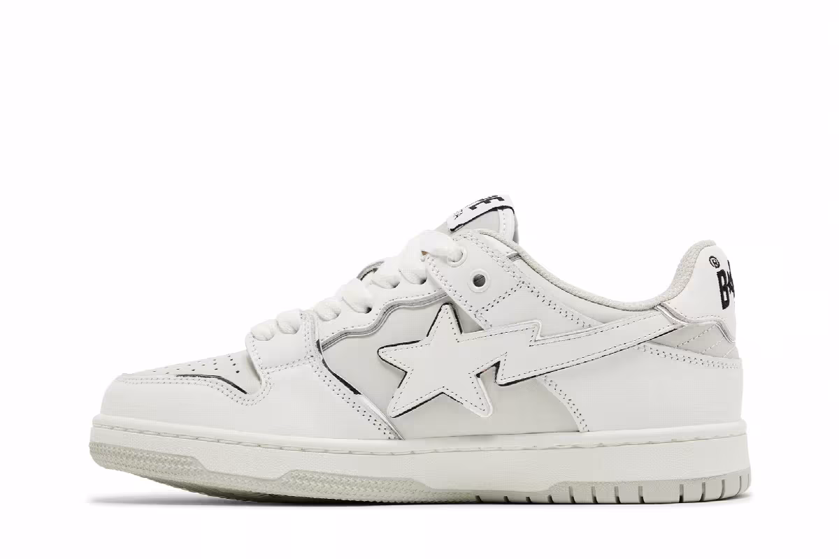 BAPE Women's Sk8 Sta #3 L White Silver, view 4