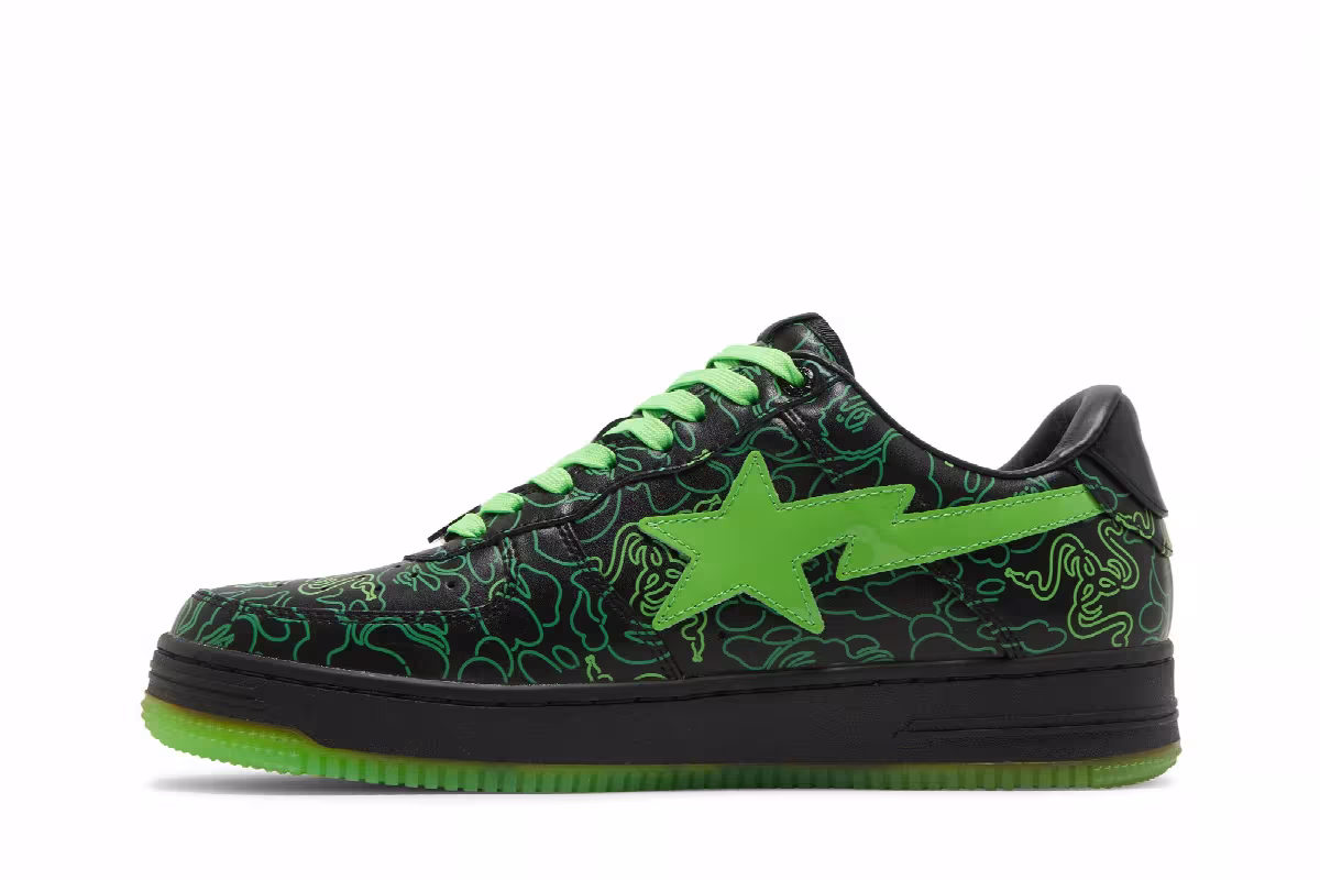 Razer x Bapesta Low M2 Neon Camo, view 4