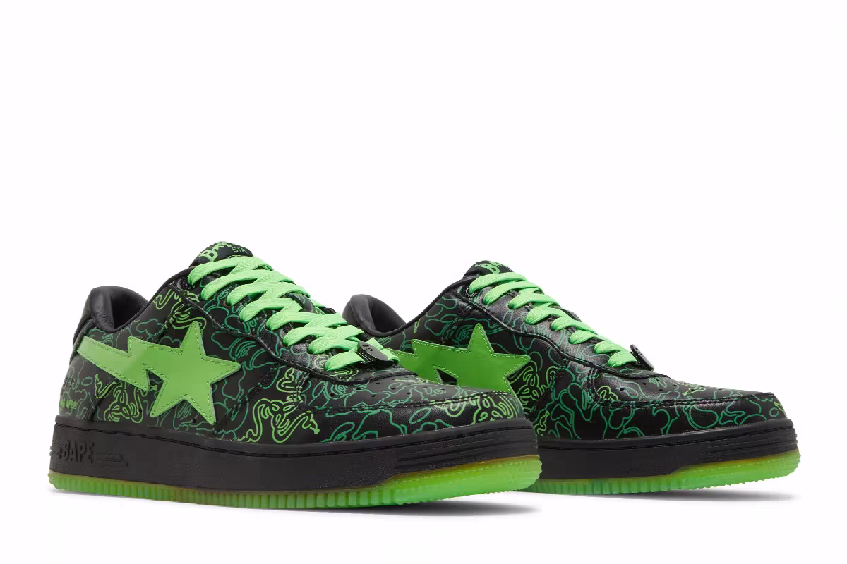 Razer x Bapesta Low M2 Neon Camo, view 9