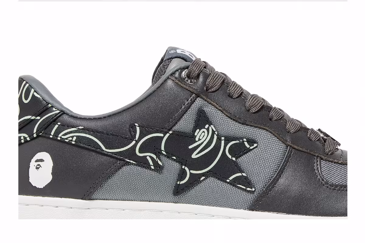 Bapesta Text Code Camo - Charcoal, view 3
