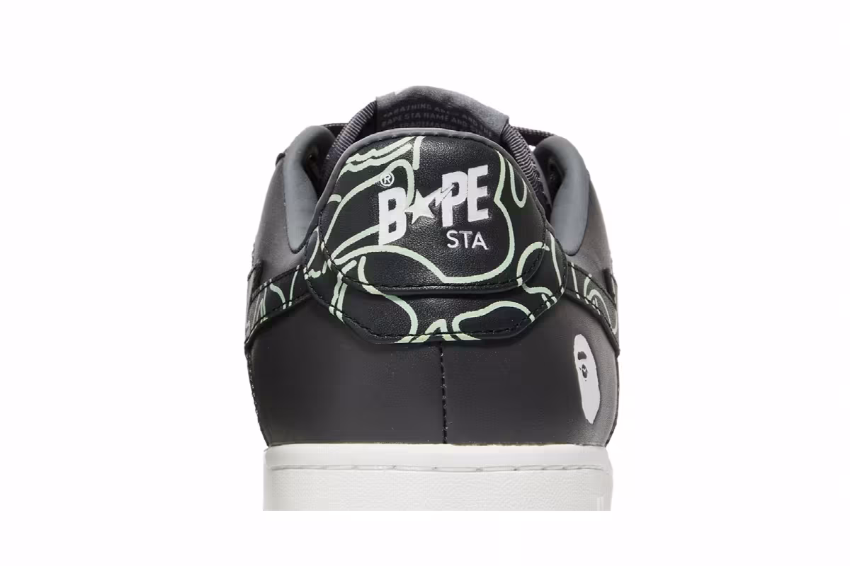 Bapesta Text Code Camo - Charcoal, view 8