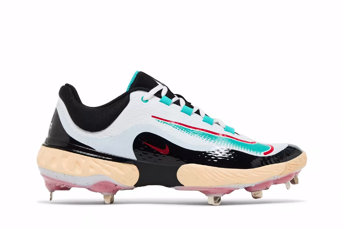 Nike RBI x Alpha Huarache Elite 4 Low White Black Teal, view 2