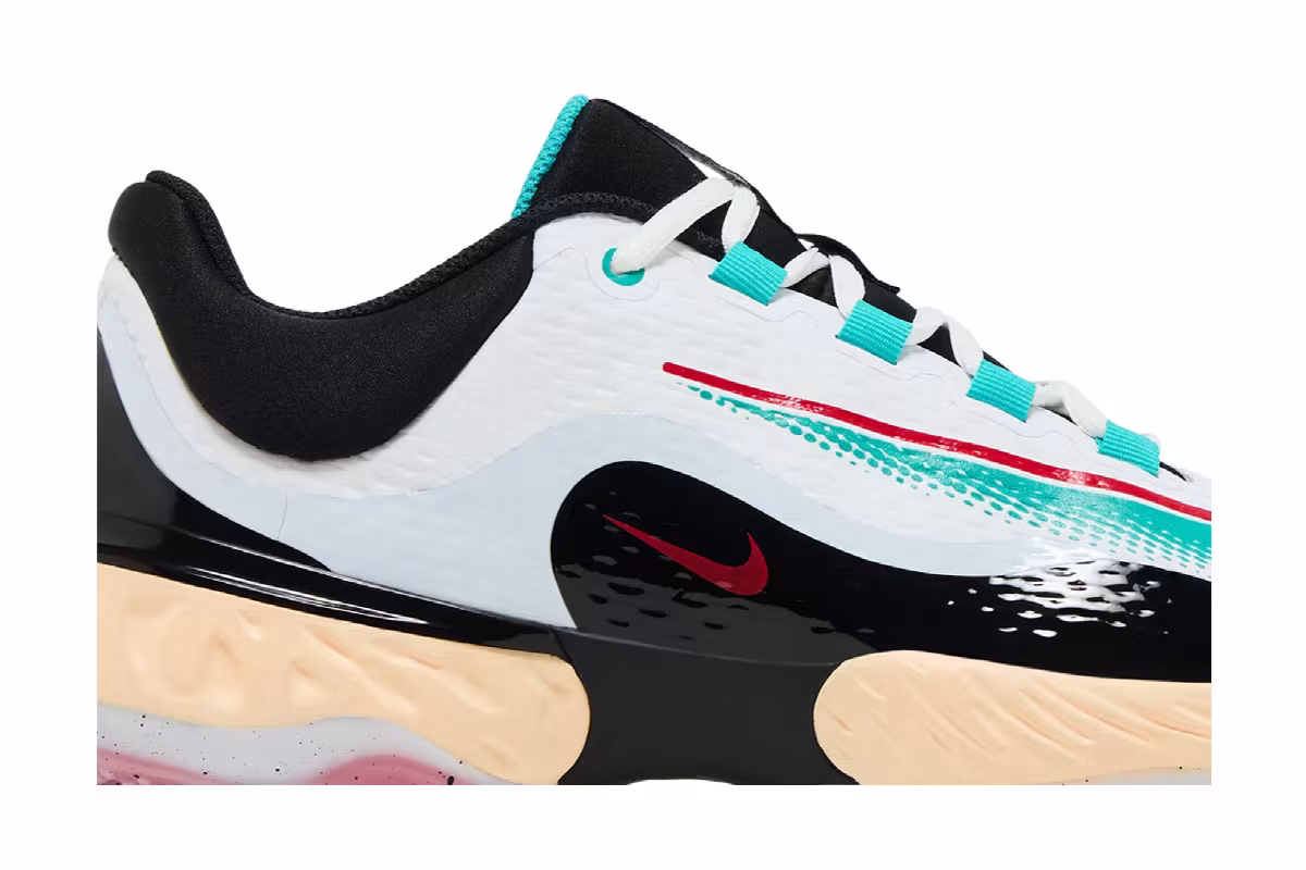 Nike RBI x Alpha Huarache Elite 4 Low White Black Teal, view 3