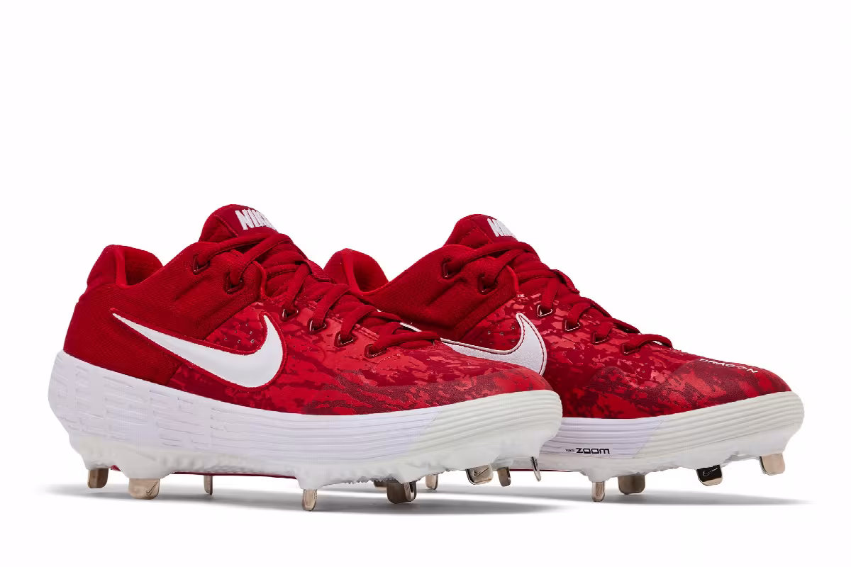 Nike Women's Alpha Huarache Elite 2 Low Red Camo, view 9