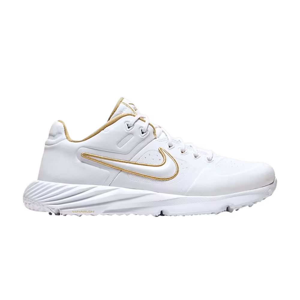 Nike Women's Alpha Huarache Elite 2 Turf White Metallic Gold
