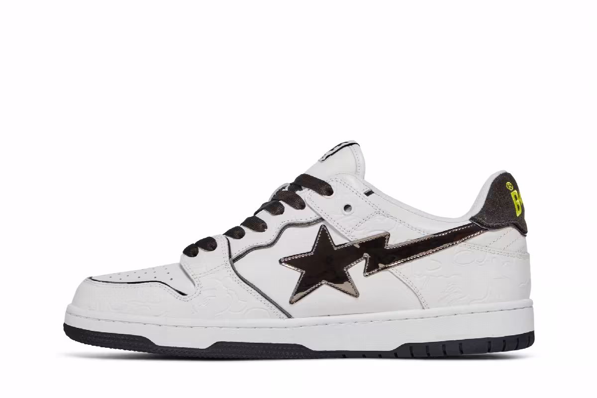 BAPE Sk8 Sta White Metallic Silver, view 4