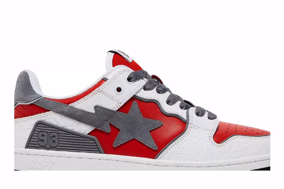 BAPE Sk8 Sta White Red, view 3
