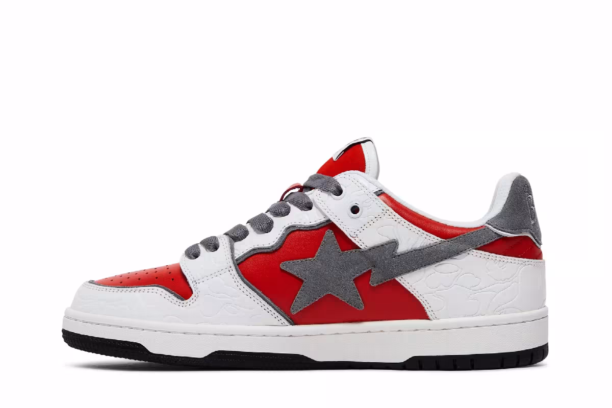 BAPE Sk8 Sta White Red, view 4