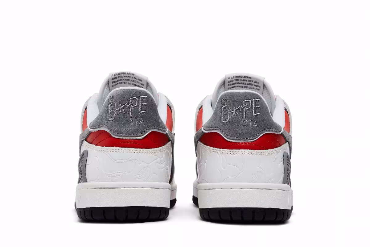 BAPE Sk8 Sta White Red, view 7