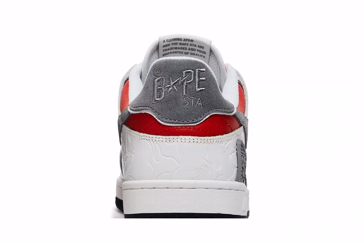 BAPE Sk8 Sta White Red, view 8