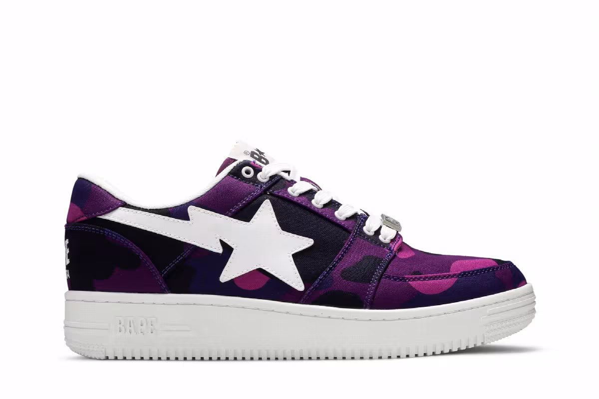 Bapesta Canvas Low Purple Camo, view 2