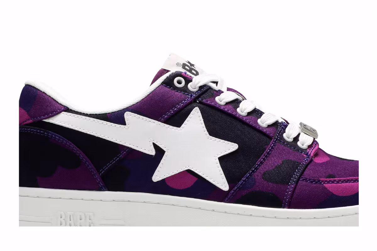 Bapesta Canvas Low Purple Camo, view 3