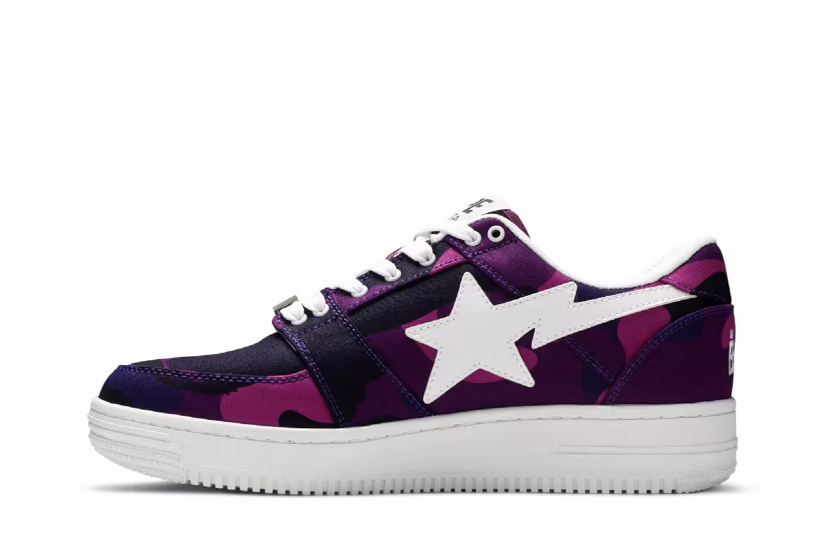 Bapesta Canvas Low Purple Camo, view 4