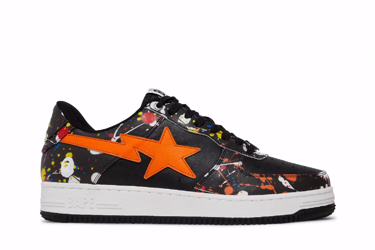 Bapesta Low Paint Splatter - Black, view 2
