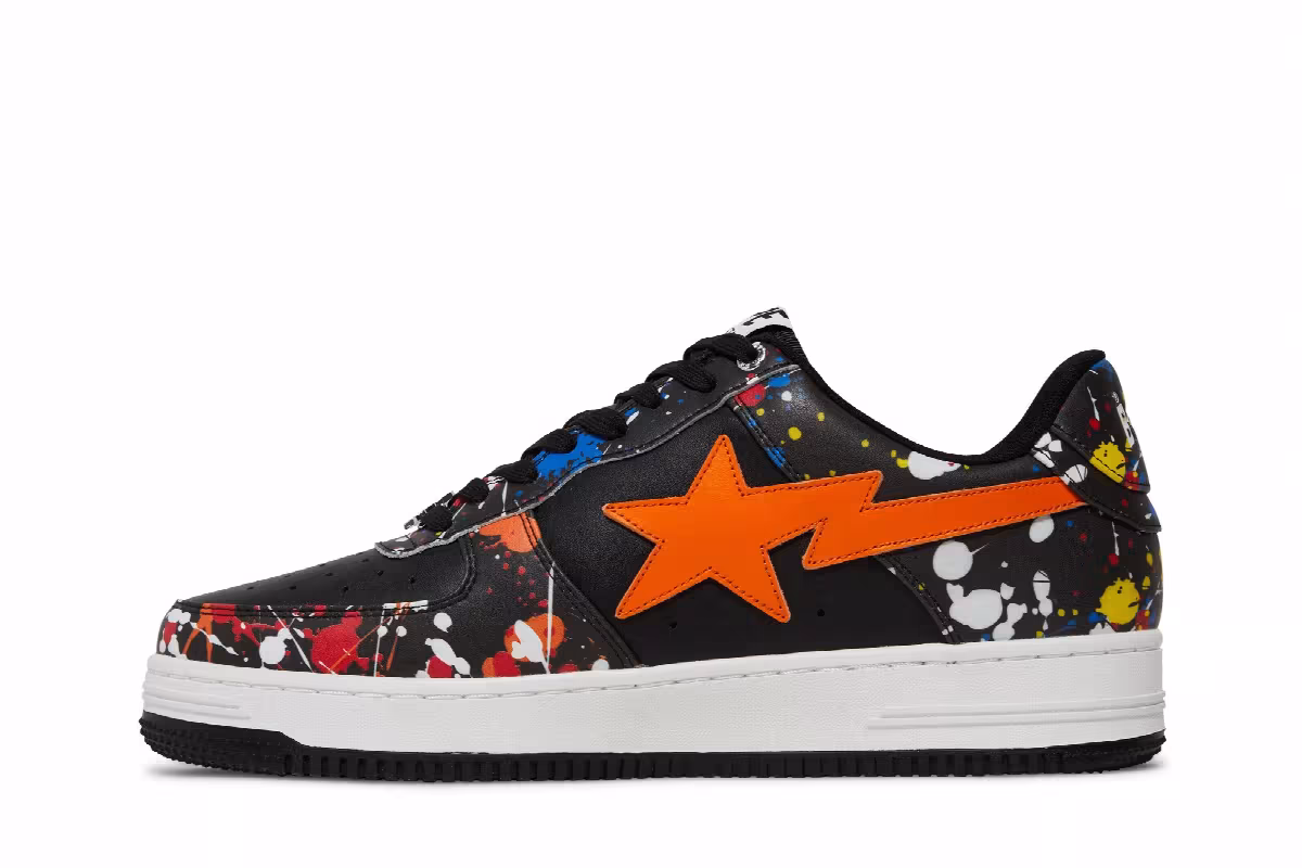 Bapesta Low Paint Splatter - Black, view 4