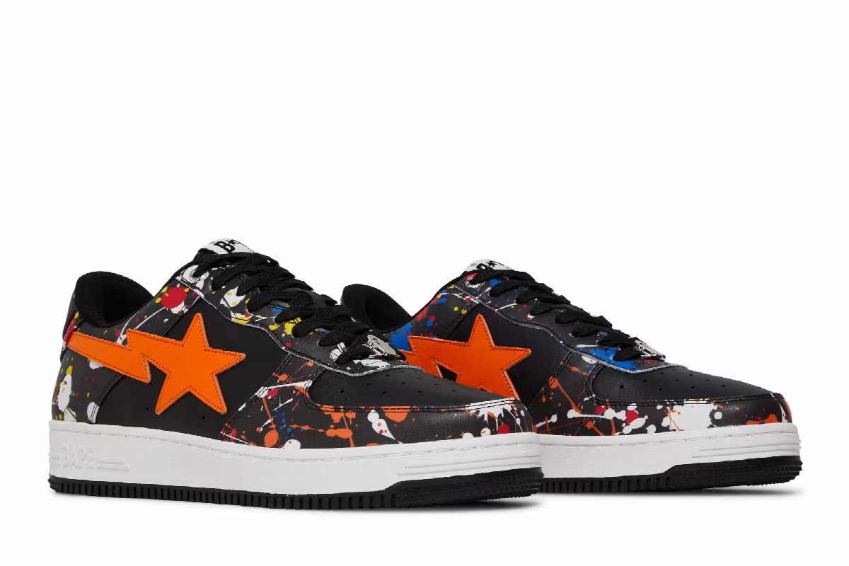Bapesta Low Paint Splatter - Black, view 9