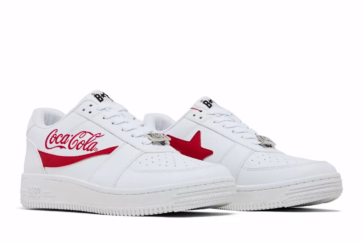 Coca-Cola x Bapesta Low White, view 9