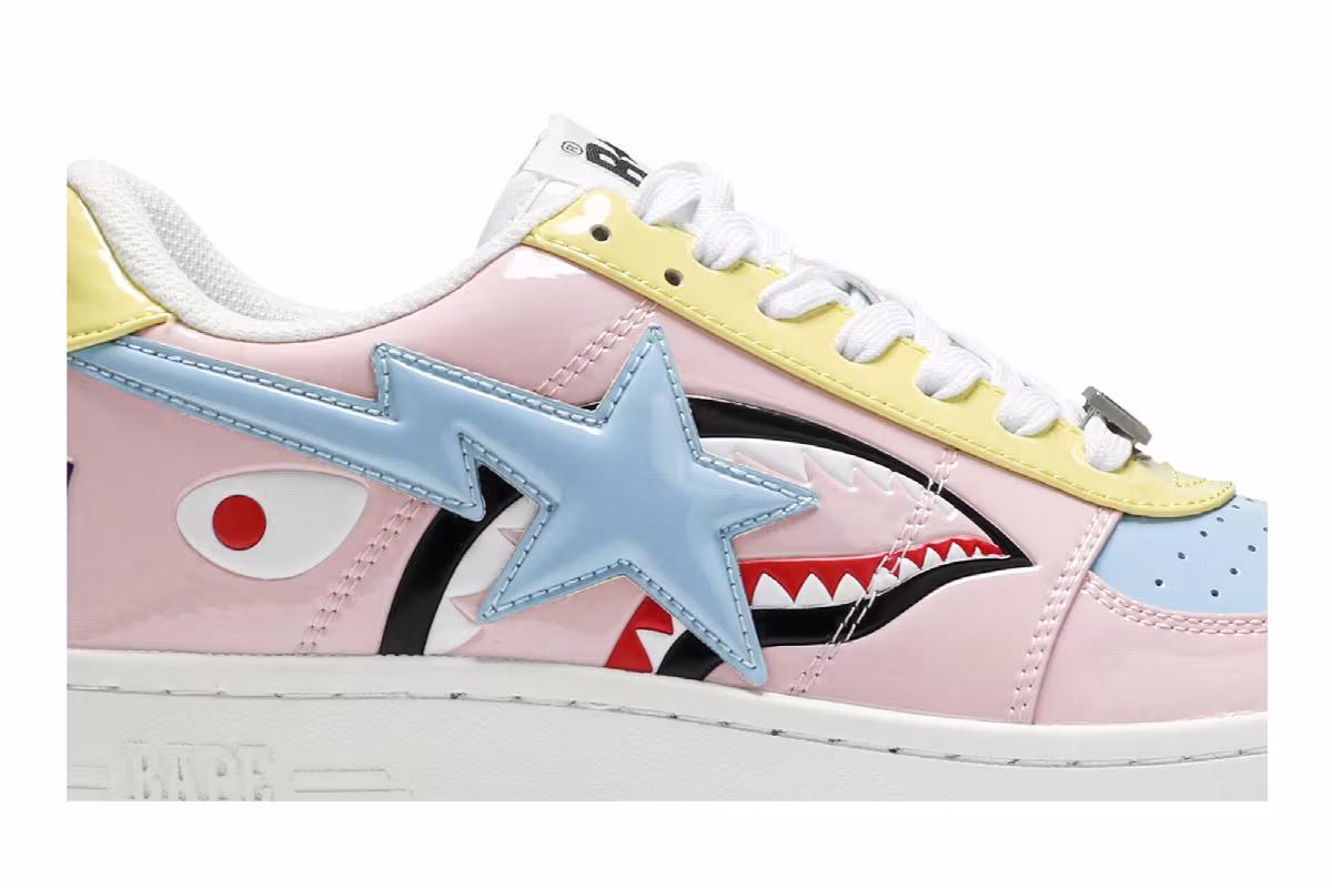Bapesta Low M1 Pink Shark Face, view 3