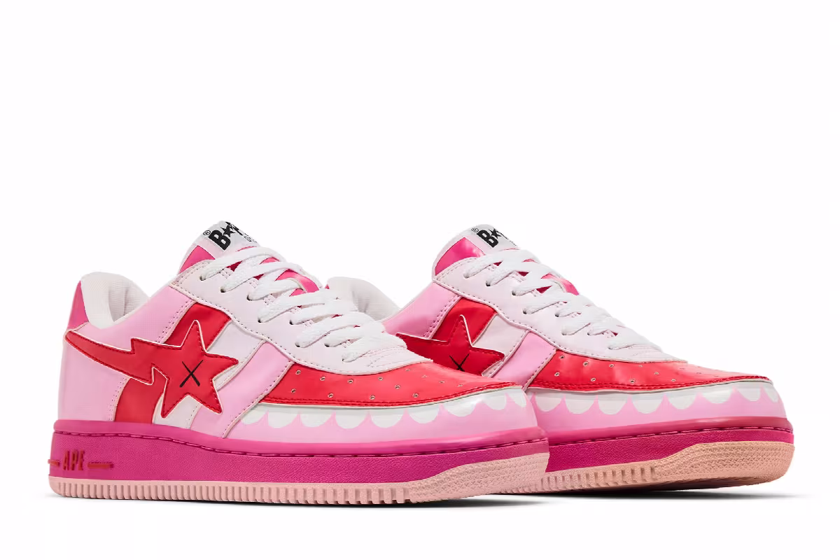 Kaws x Bapesta FS-029 Low Chompers - Pink, view 9