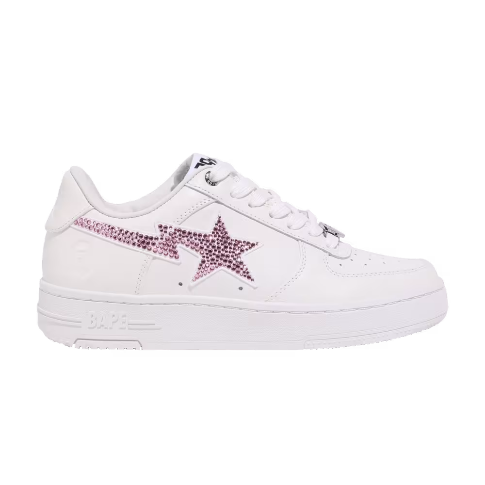 Women's Bapesta #50 White Pink Crystals