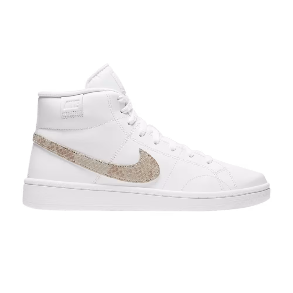 Nike Women's Court Royale 2 Mid White Snakeskin Swoosh