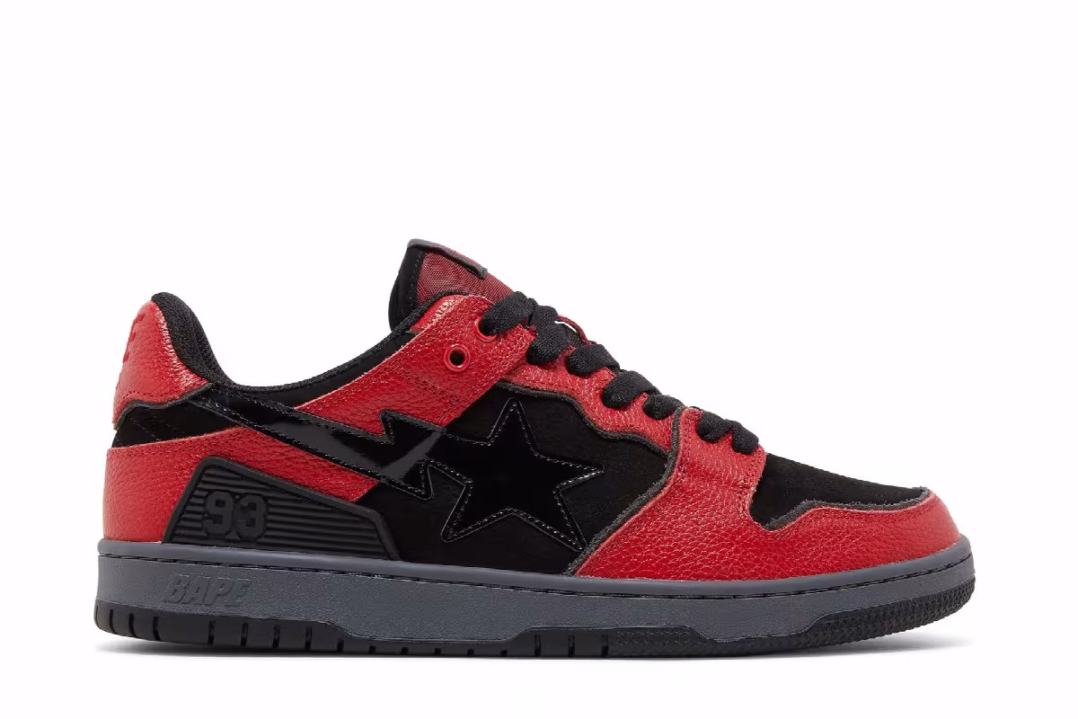 BAPE Sk8 Sta Black Red, view 2