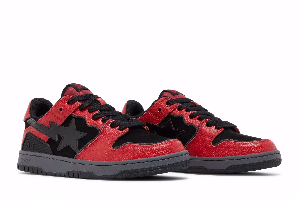 BAPE Sk8 Sta Black Red, view 9