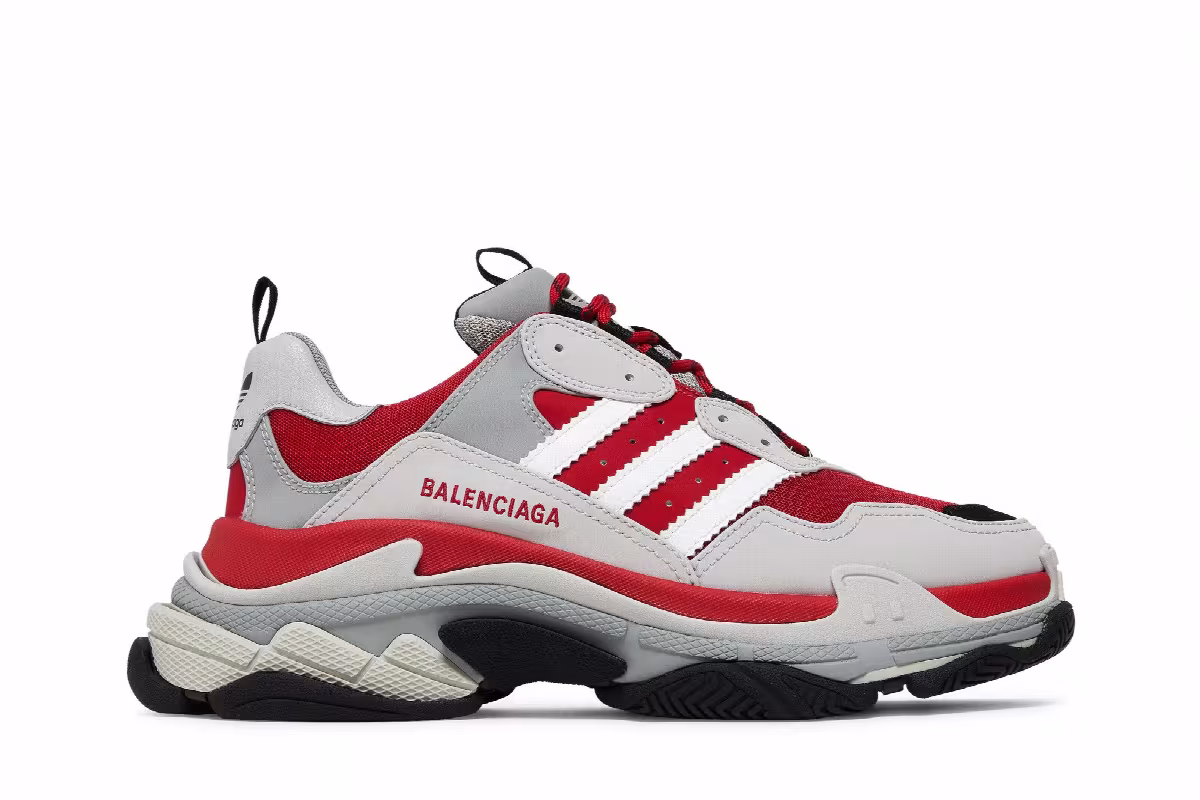 Adidas x Balenciaga Triple S Sneaker Red Grey, view 2