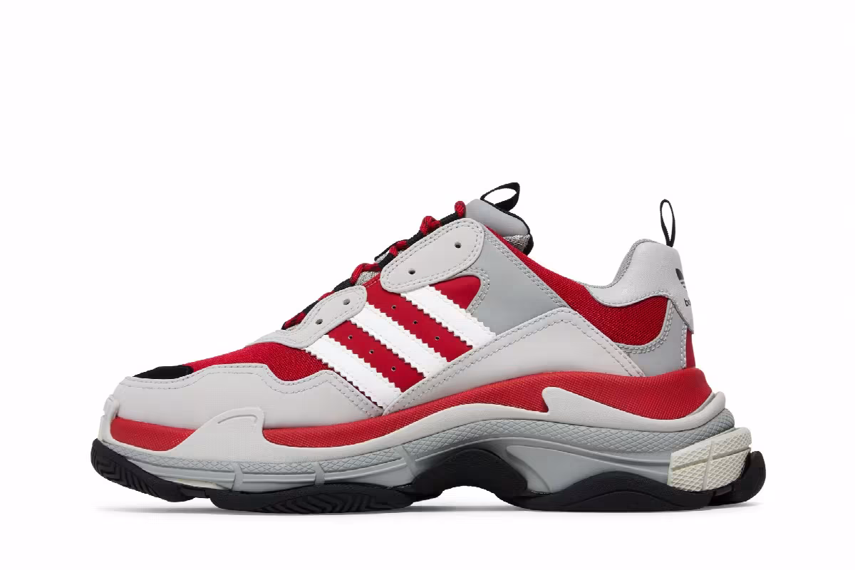 Adidas x Balenciaga Triple S Sneaker Red Grey, view 4