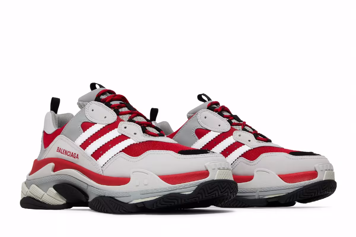 Adidas x Balenciaga Triple S Sneaker Red Grey, view 9