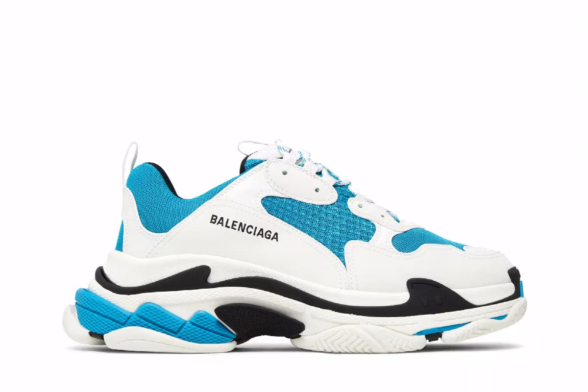 Balenciaga Triple S Sneaker White Carib Blue, view 2