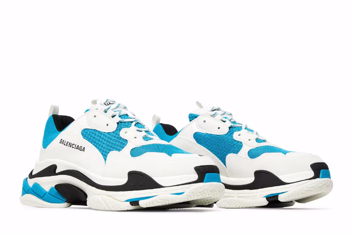 Balenciaga Triple S Sneaker White Carib Blue, view 9