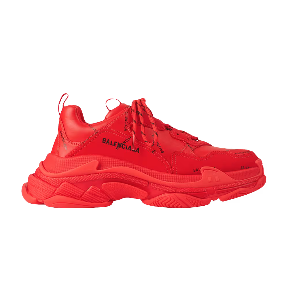 Balenciaga Women's Triple S Sneaker Allover Logo - Red