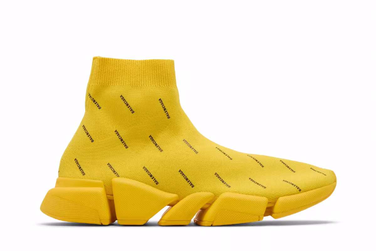 Balenciaga Speed 2.0 Sneaker Allover Logo - Yellow, view 2