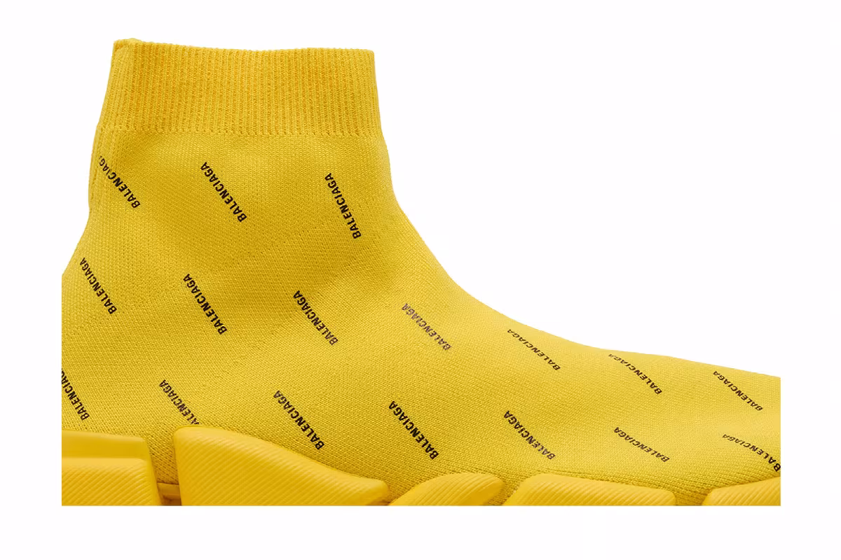 Balenciaga Speed 2.0 Sneaker Allover Logo - Yellow, view 3