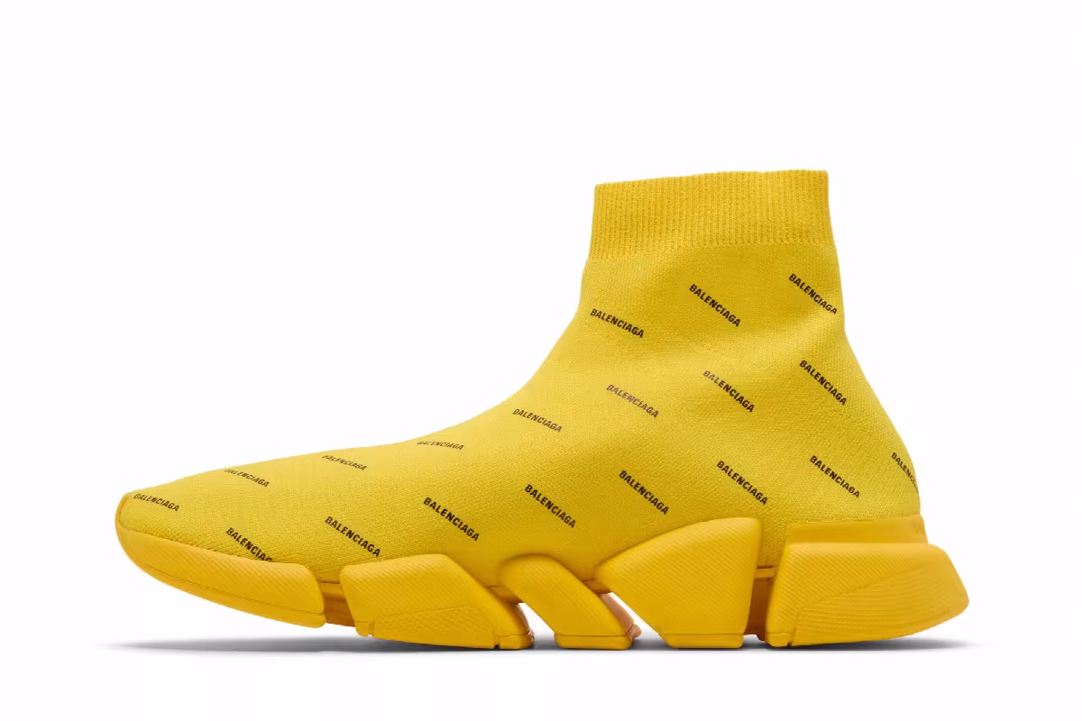 Balenciaga Speed 2.0 Sneaker Allover Logo - Yellow, view 4