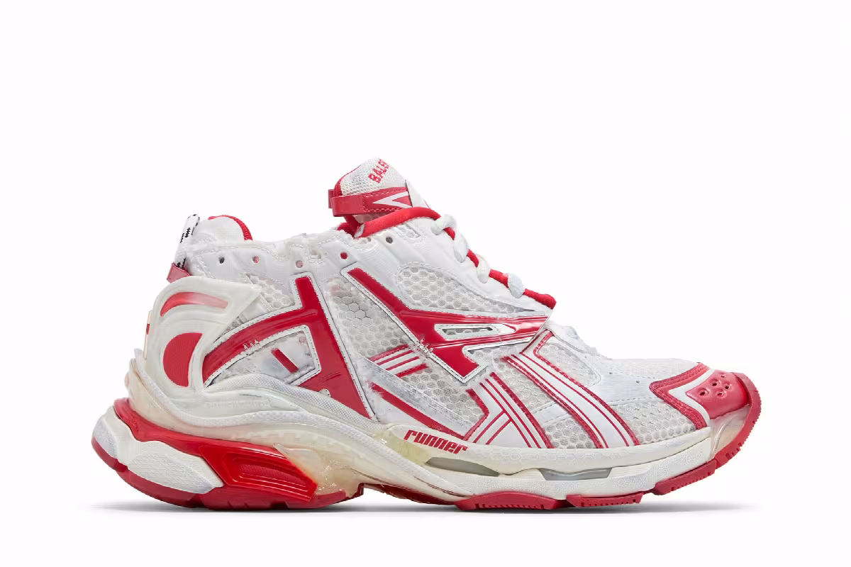 Balenciaga Runner Sneaker White Red, view 2