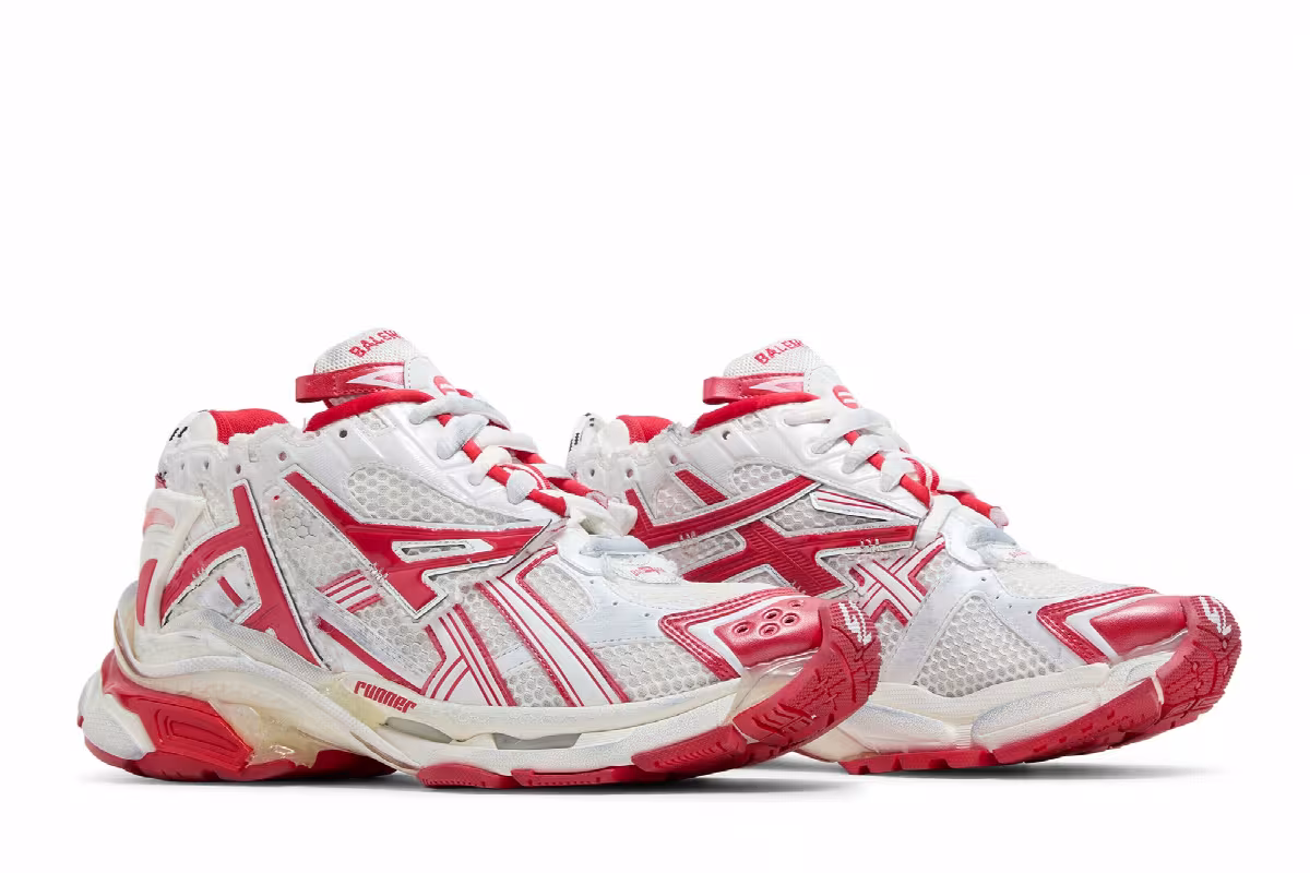 Balenciaga Runner Sneaker White Red, view 9