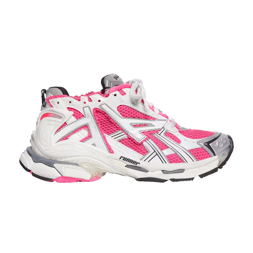 Balenciaga Women's Runner Sneaker White Neon Pink