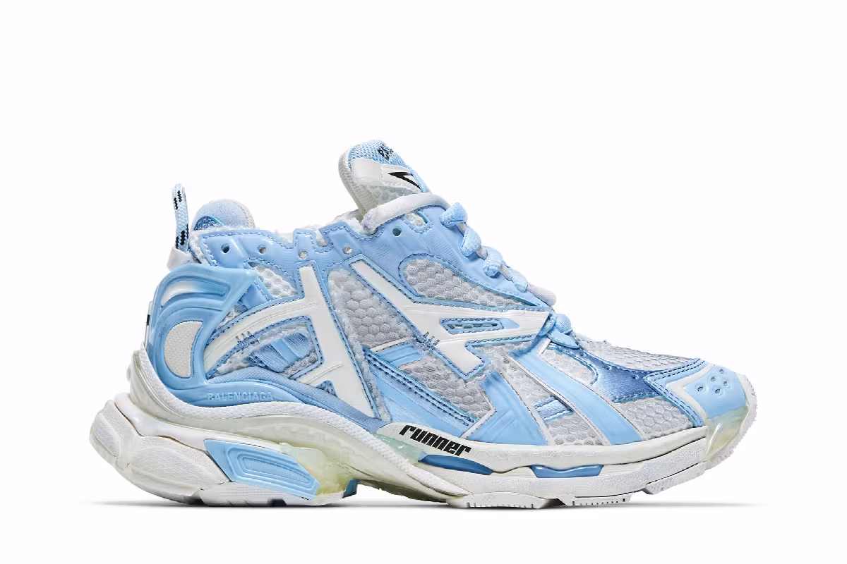 Balenciaga Women's Runner Sneaker Light Blue, view 2